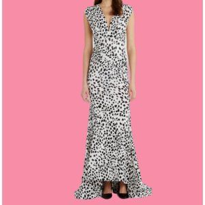 Issue New York Animal Print V-Neck Sleeveless Gown Black White Size XS NWT
